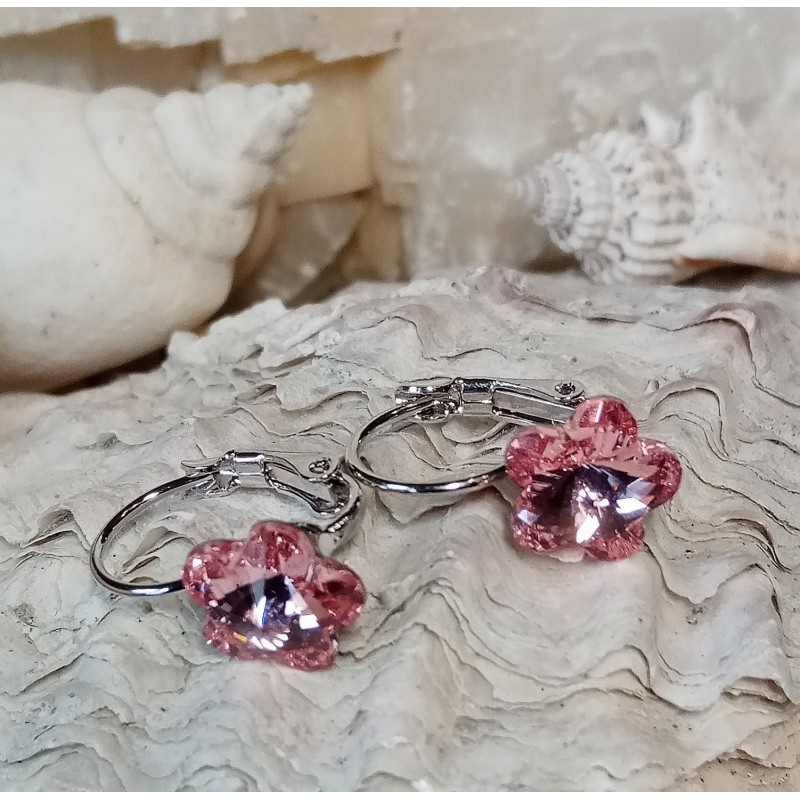 Náušnice kytka závěsná krystal Swarovski Components