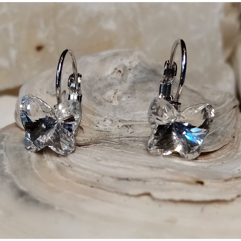 Náušnice motýl závěsná krystal Swarovski Components