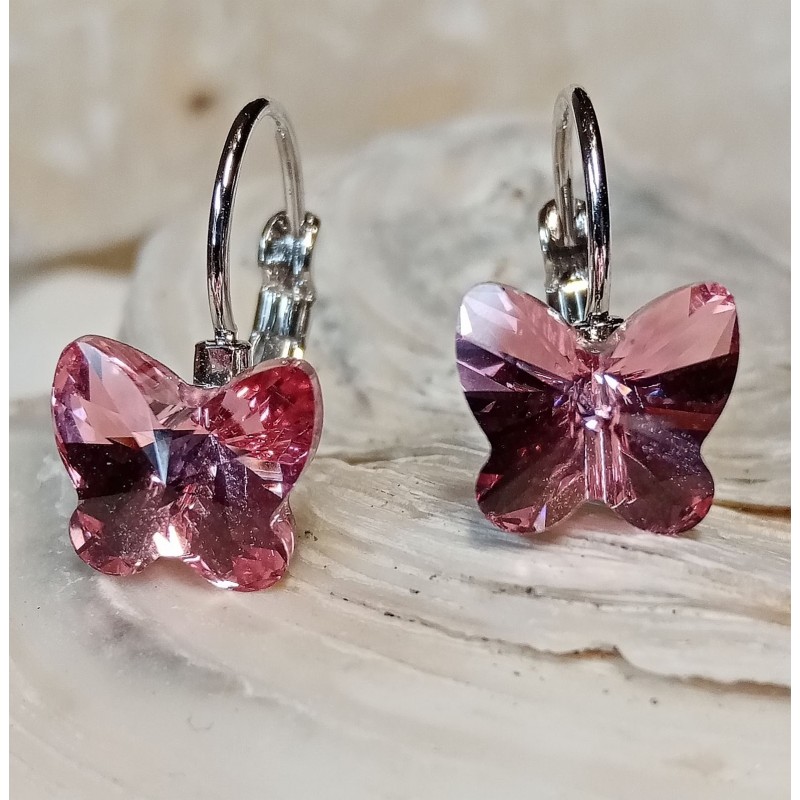 Náušnice motýl závěsná krystal Swarovski Components