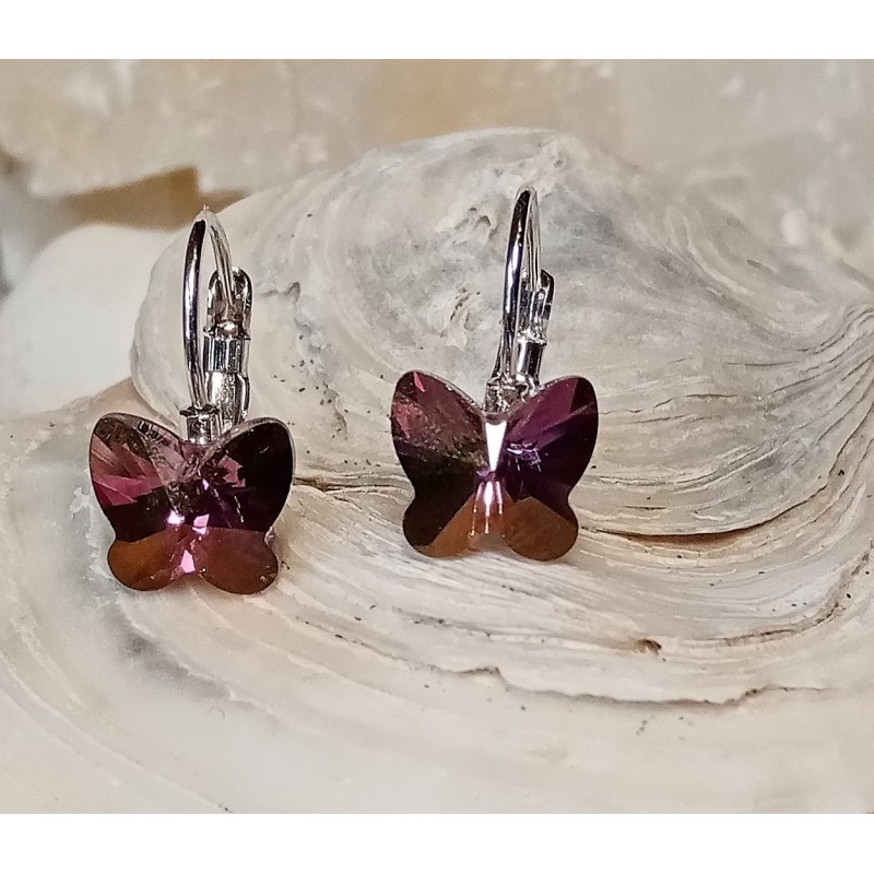 Náušnice motýl závěsná krystal Swarovski Components