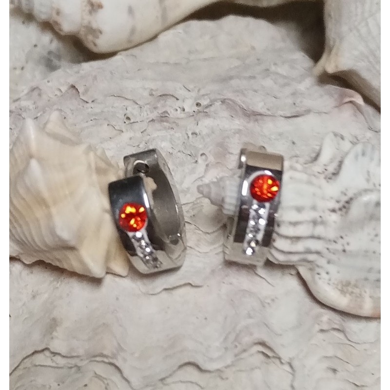 Náušnice ocel s kamínky odstín platinový