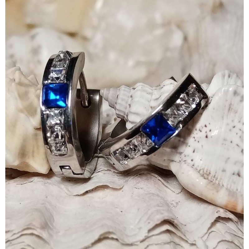 Náušnice ocel s kamínky odstín platinový