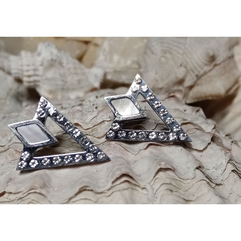 Náušnice ocel s kamínky odstín platinový