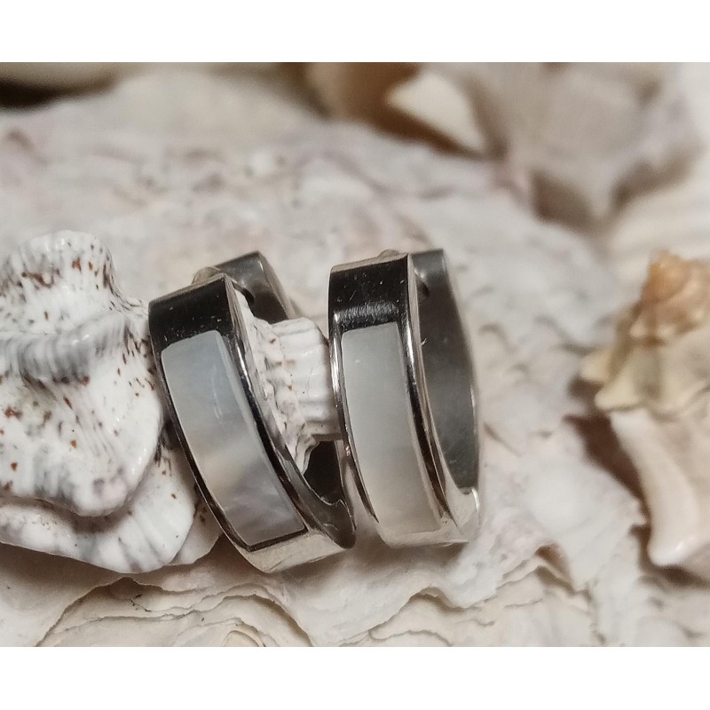 Náušnice ocel s vkládanou perletí