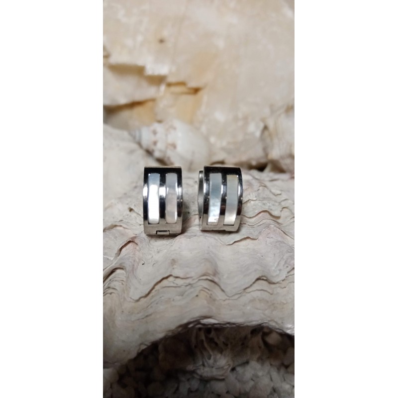 Náušnice ocel s vkládanou perletí