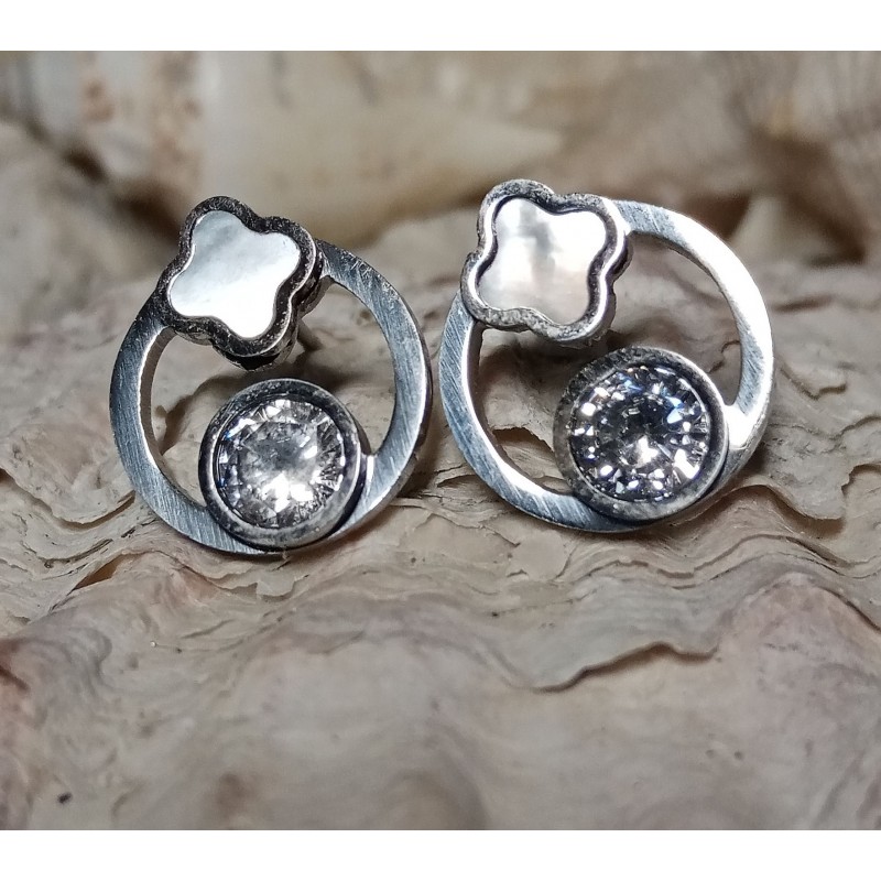 Náušnice ocel s kamínky  a perletí