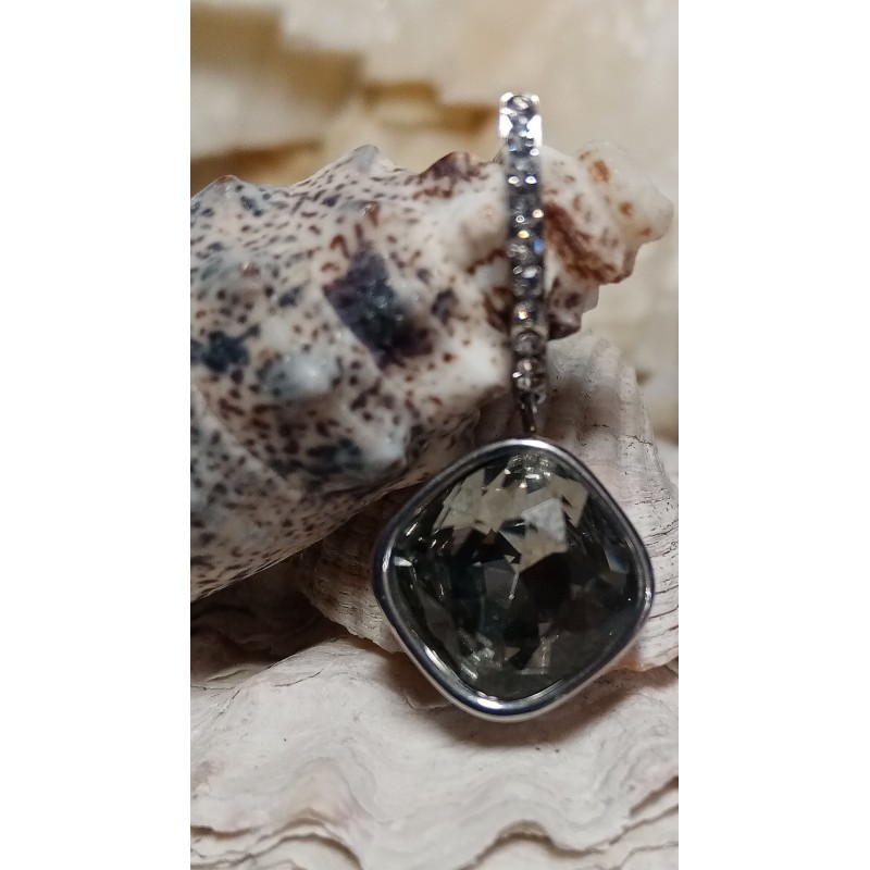 Náušnice ocel s kamínky odstín platinový visací