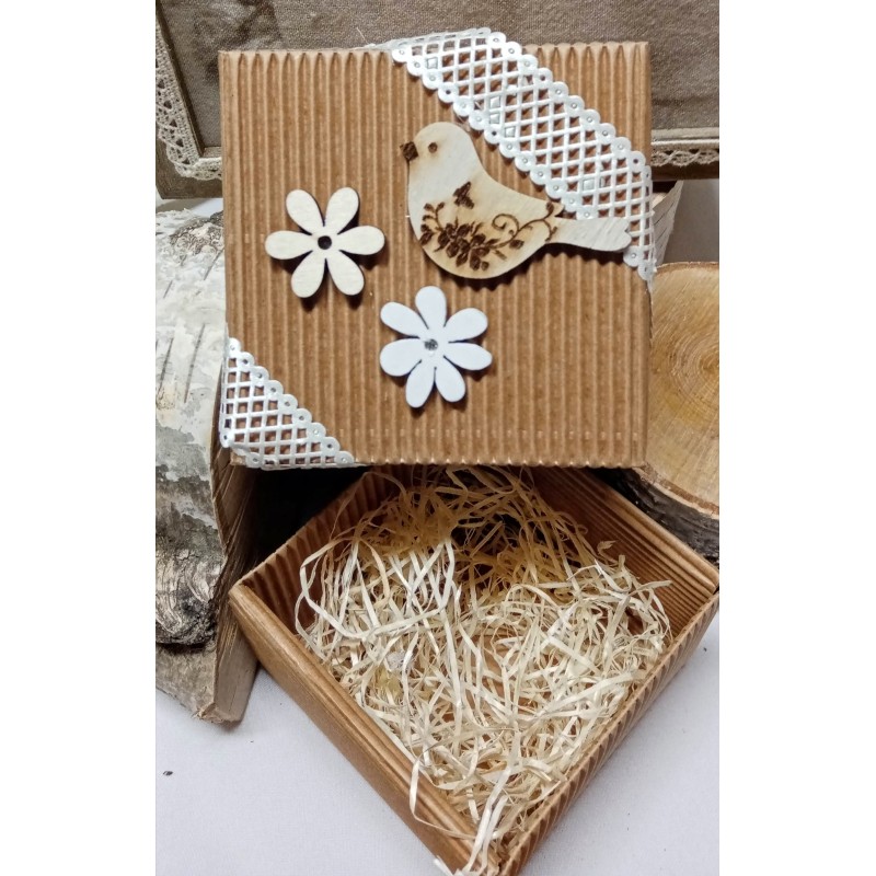 Krabička ptáček a dvě kytičky