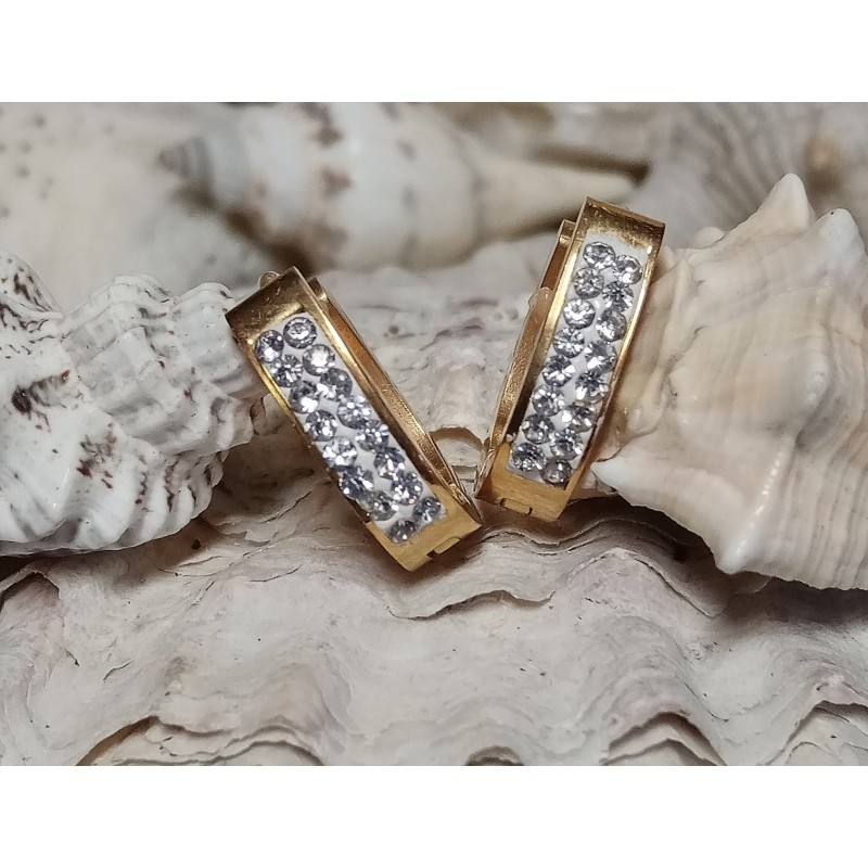 Náušnice ocel ODSTÍN ZLATÝ -oválek