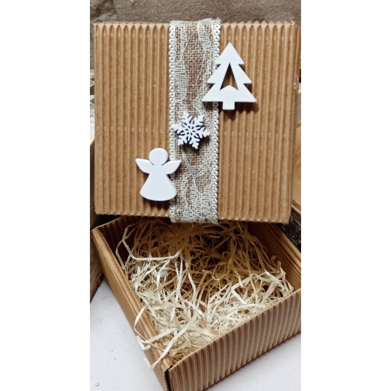 Krabička stromeček, vločka a anděl