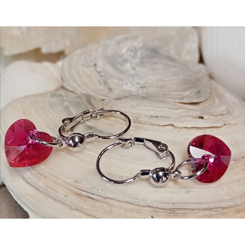 Náušnice závěsná  srdce krystal Swarovski Components
