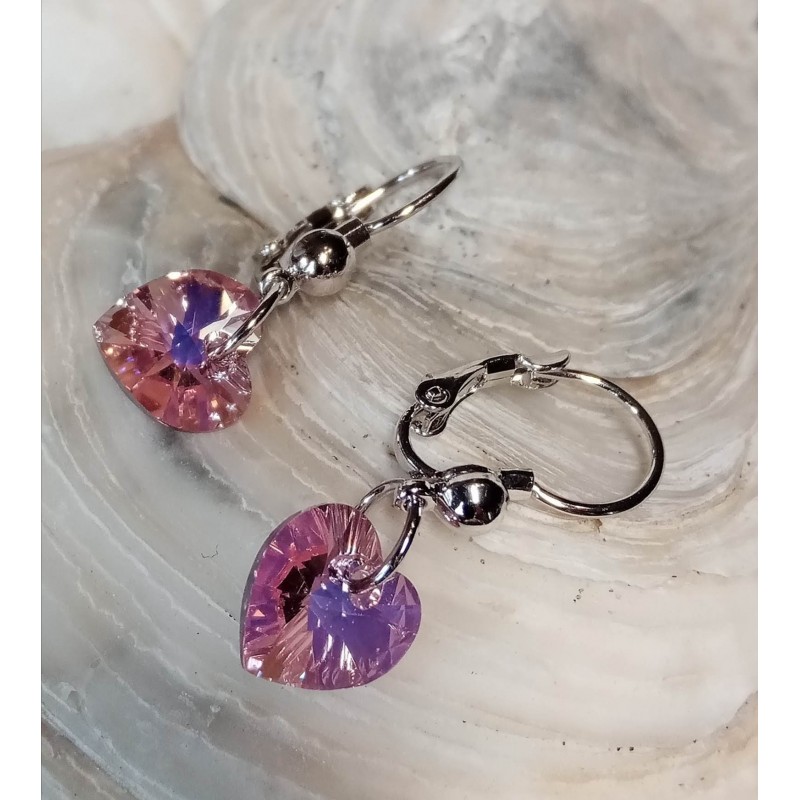 Náušnice závěsná  srdce krystal Swarovski Components