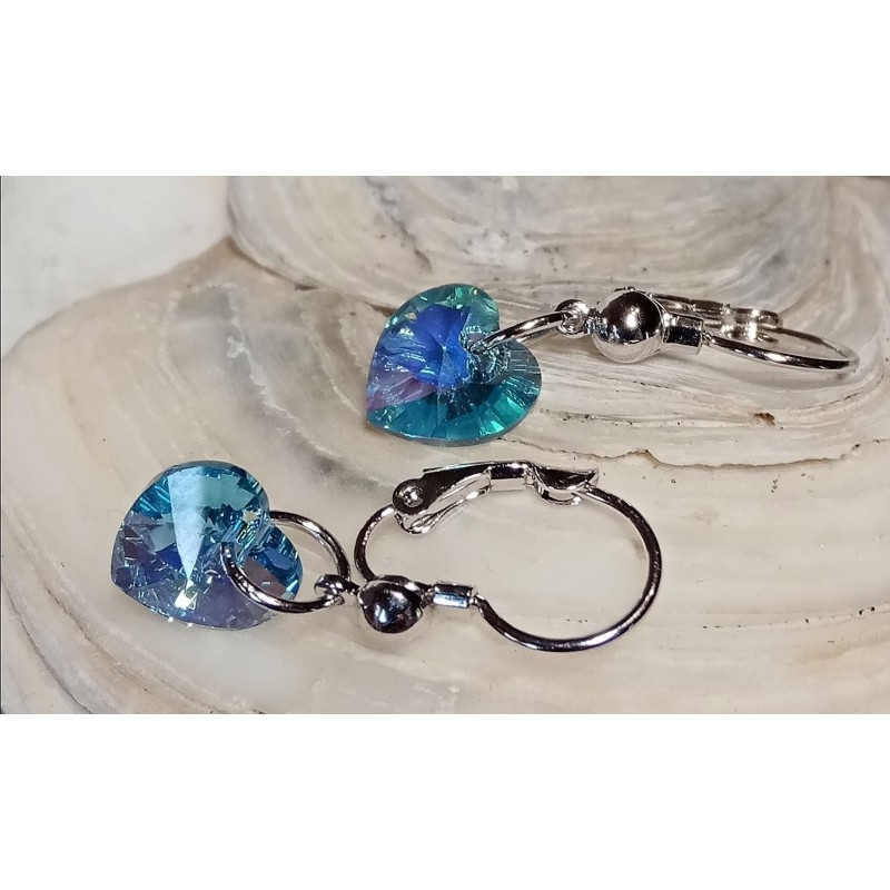 Náušnice závěsná  srdce krystal Swarovski Components