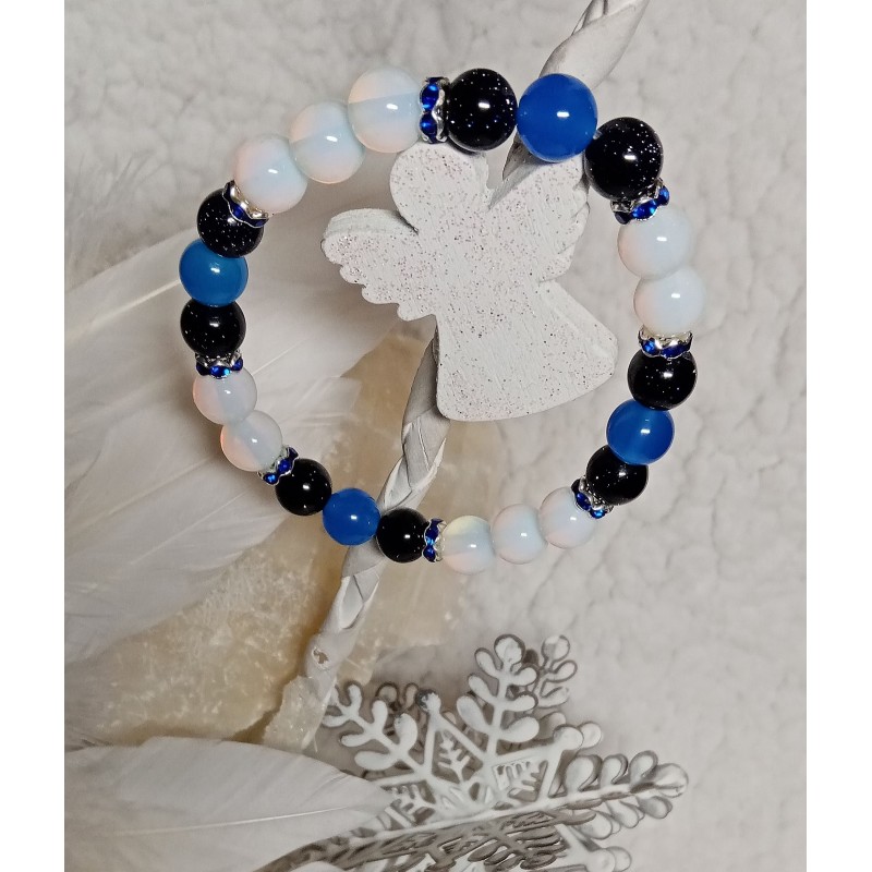 Minerální náramek achát, avanturin, měsíční kámen