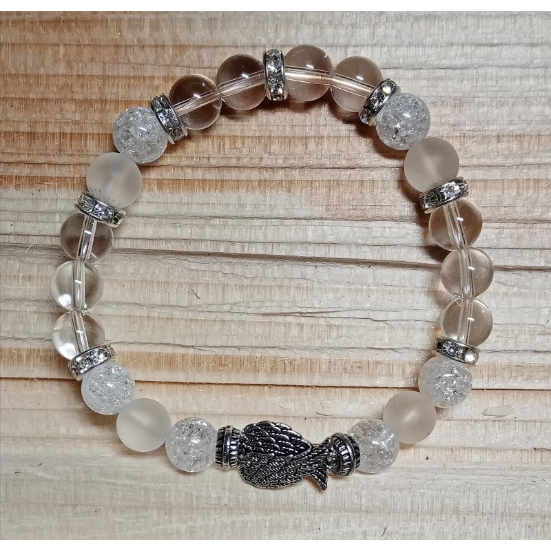 Minerální náramek kříšťál -spojené andělské křídla