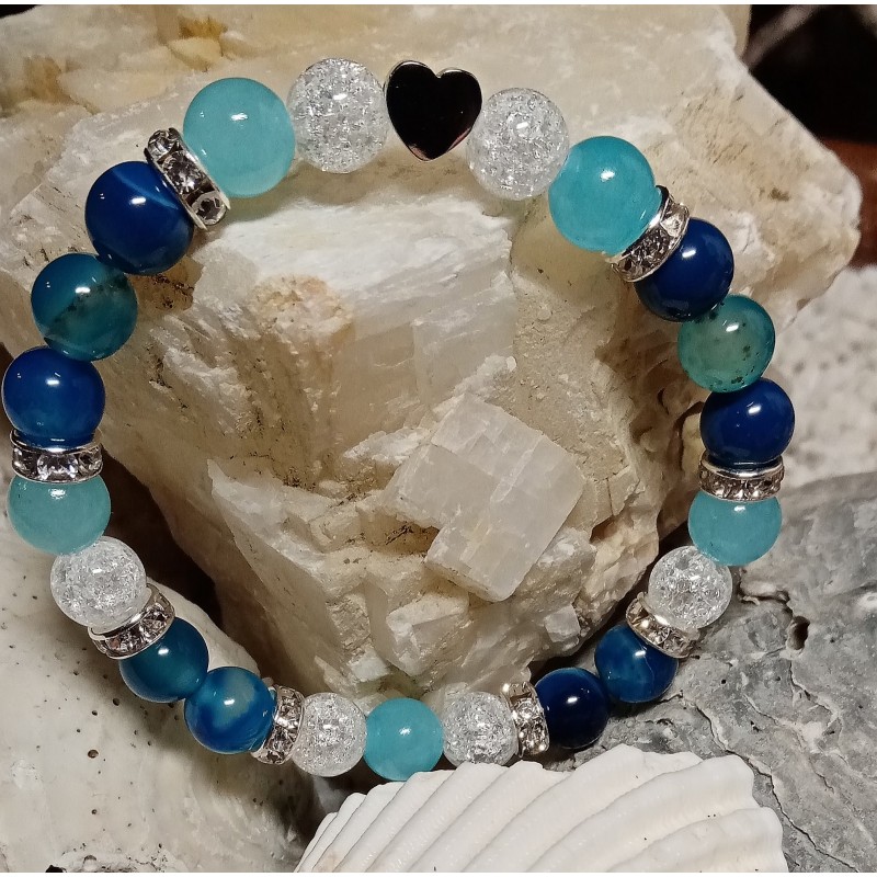 Minerální náramek z jadeitu a křišťálu