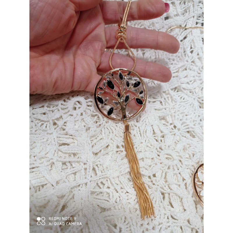 Náhrdelník strom života polohovací zlatá s černým