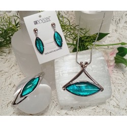 Náhrdelník YVON červená,smaragdová, pudrová