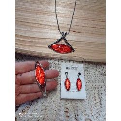 Náramek YVON červená,smaragdová, pudrová