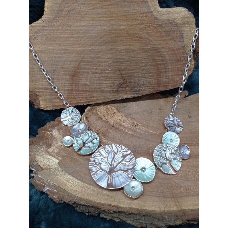 Náhrdelník mátově- modrý strom života