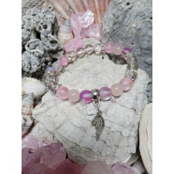 Minerální náramek růženín, křišťál opalit.