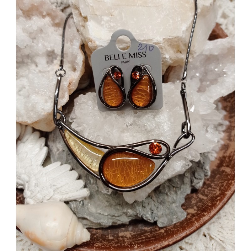 Náhrdeleník hnědohořticověžlutý