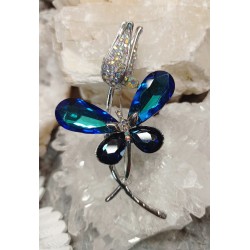 Brož tulipán s motýlem -modrý