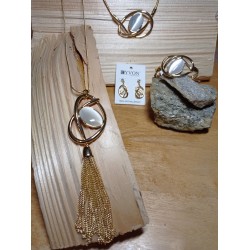 Souprava zlatý pokov -dlouhý náhrdelník