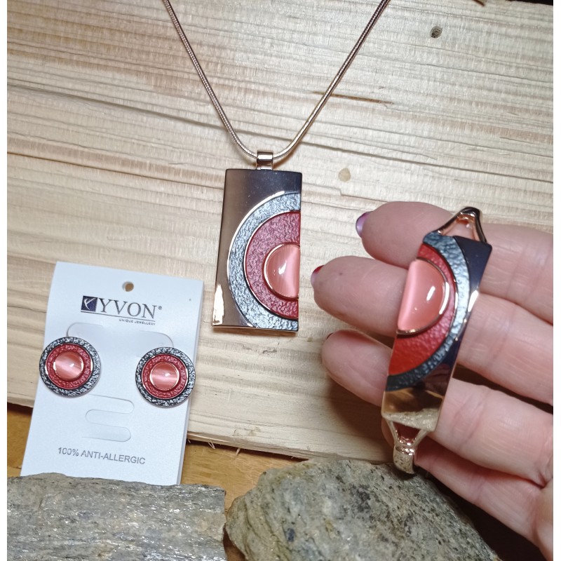 Náramek YVON červený-pokov růžové zlato