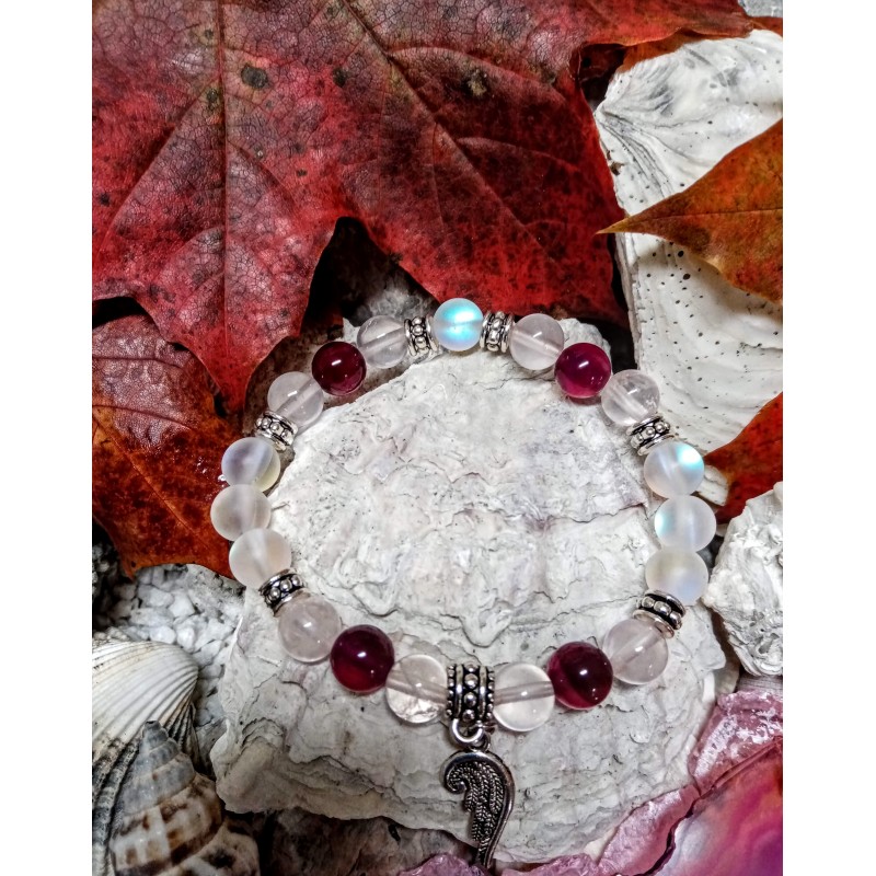 Minerální náramek achát, růženín, opalit.