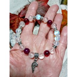 Minerální náramek  achát, růženín opalit