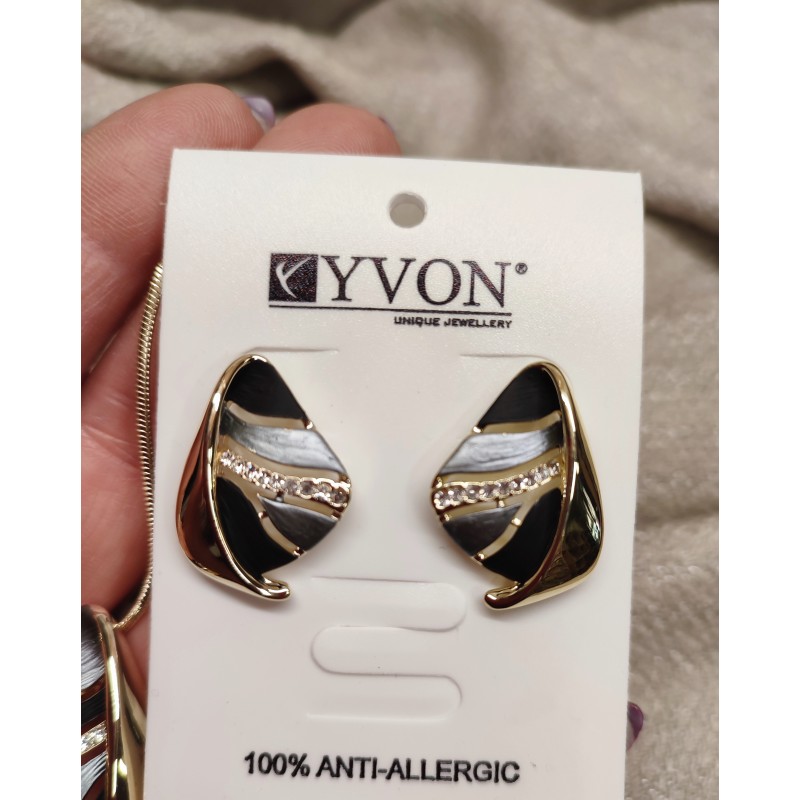 Náušnice Yvon černo-žluté