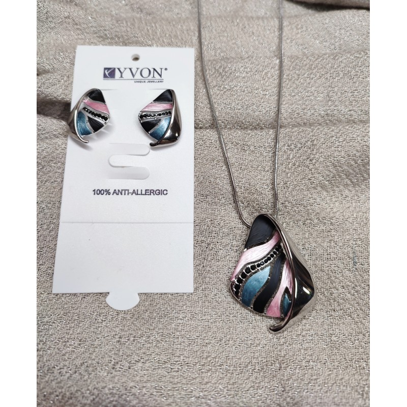 Náhrdelník Yvon černo-růžový