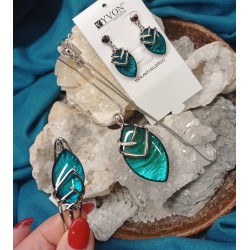 Souprava smaragdová-dlouhý řetízek